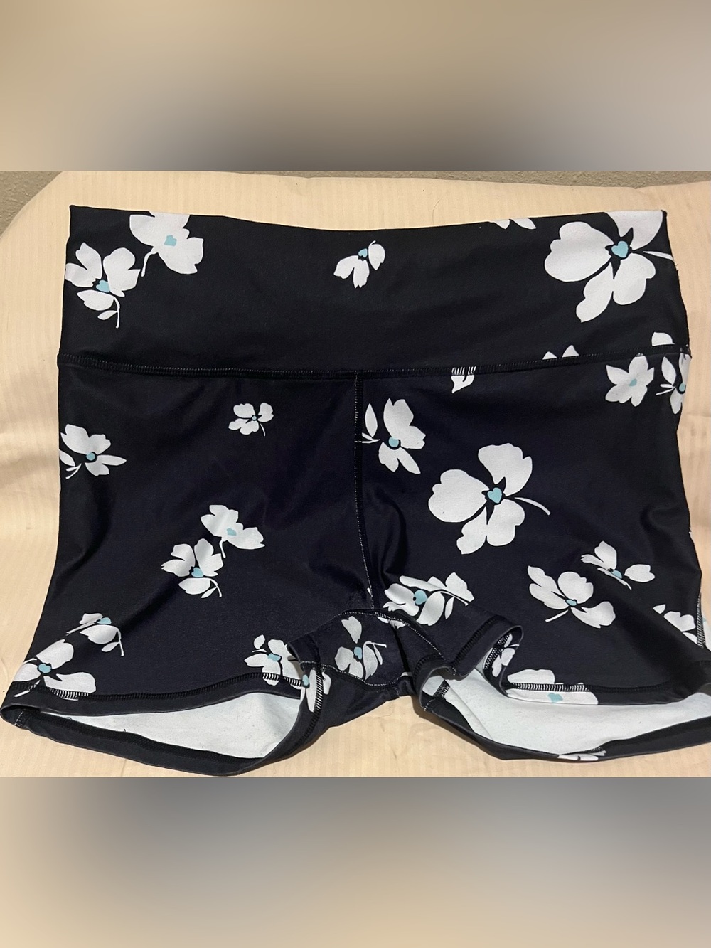 Black Floral Athletic Shorts